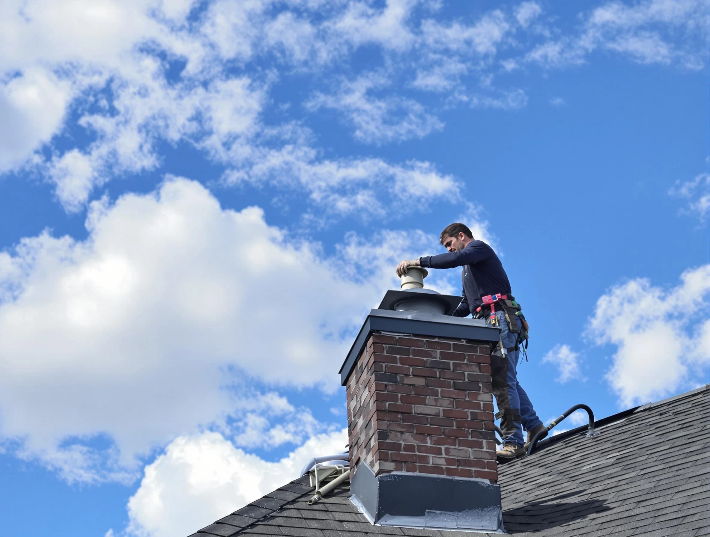 Bernards Chimney Sweep installing a sturdy chimney cap in Bernards, NJ