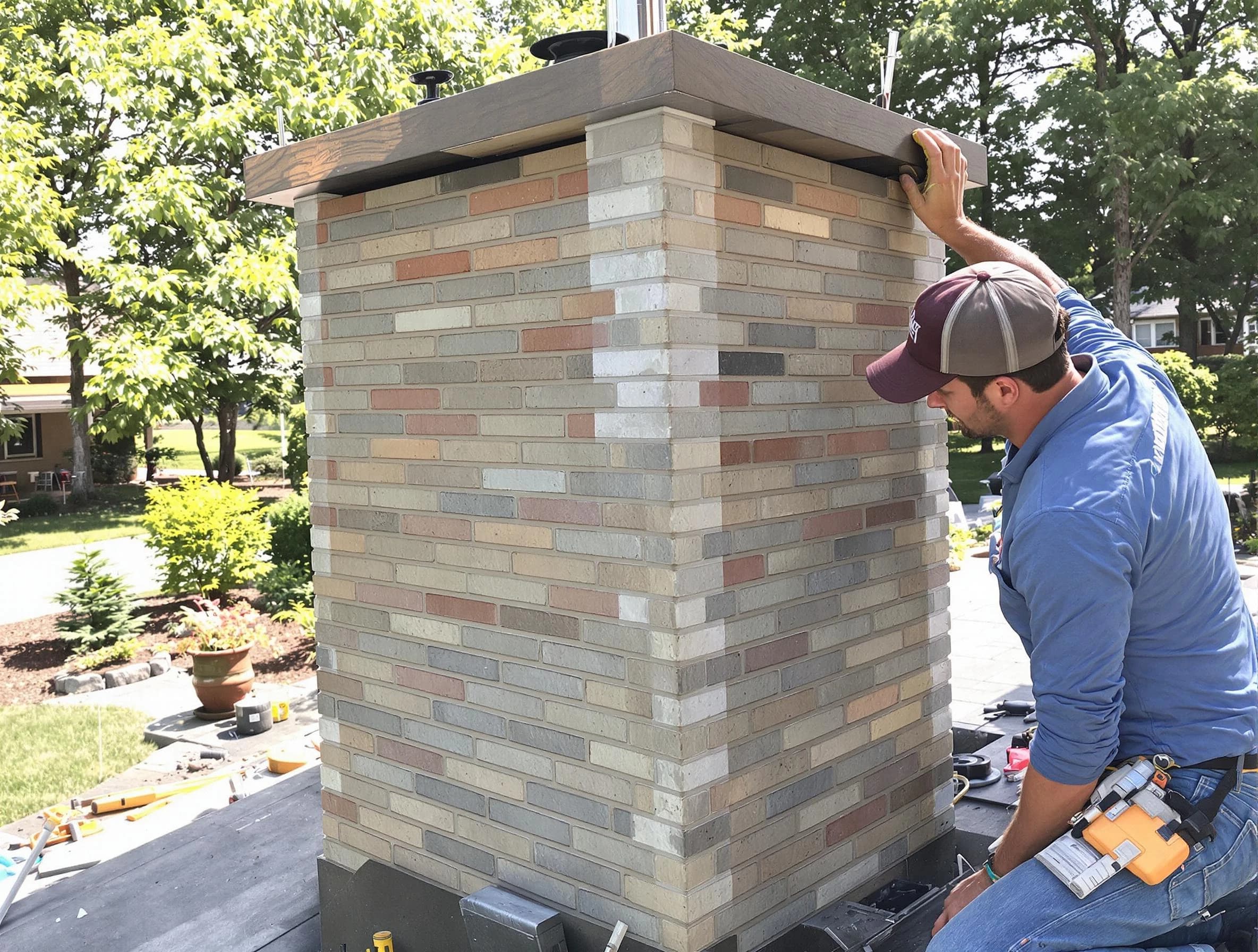Bernards Chimney Sweep completing a modern chimney remodel in Bernards, NJ
