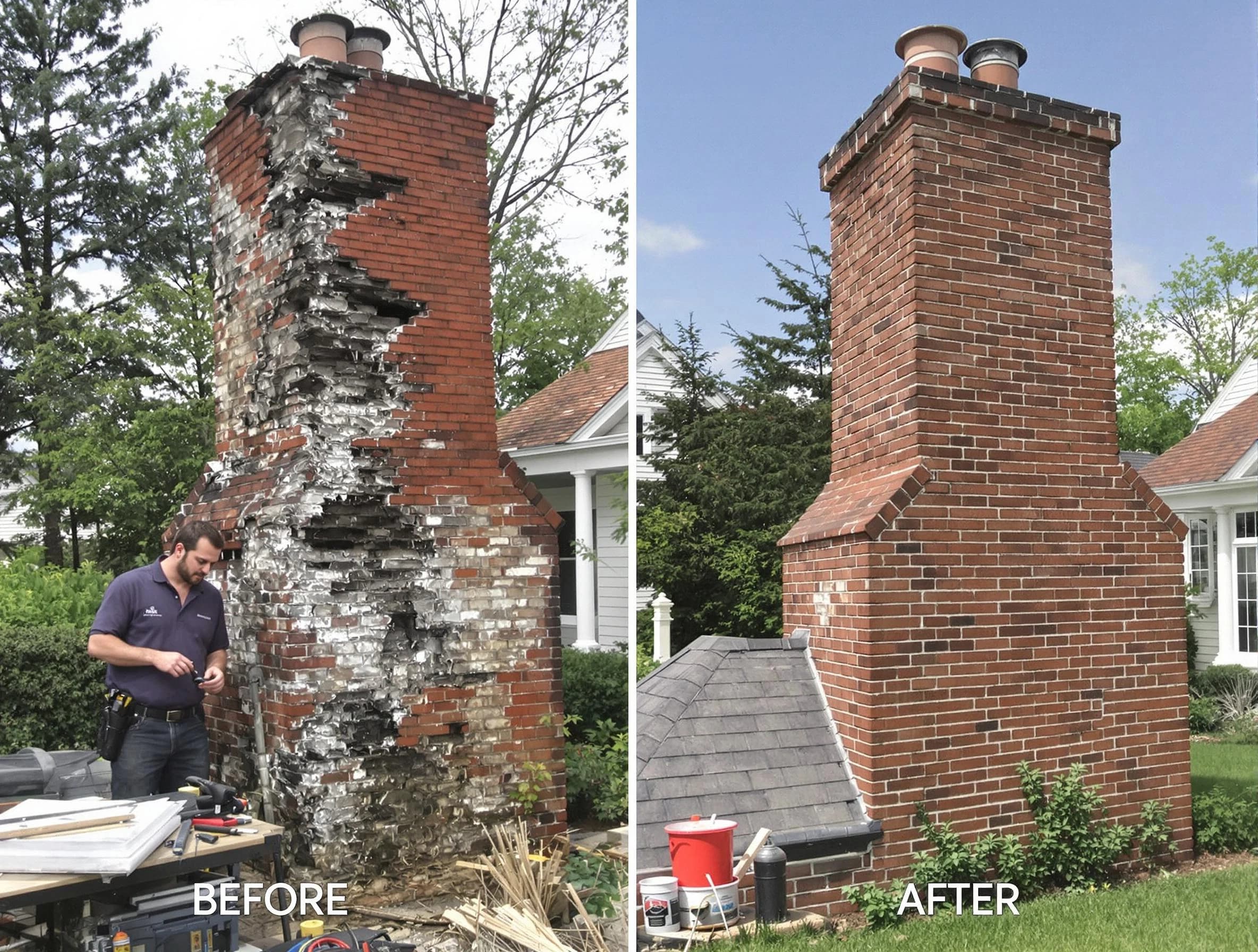 Bernards Chimney Sweep performing a full chimney restoration in Bernards, NJ