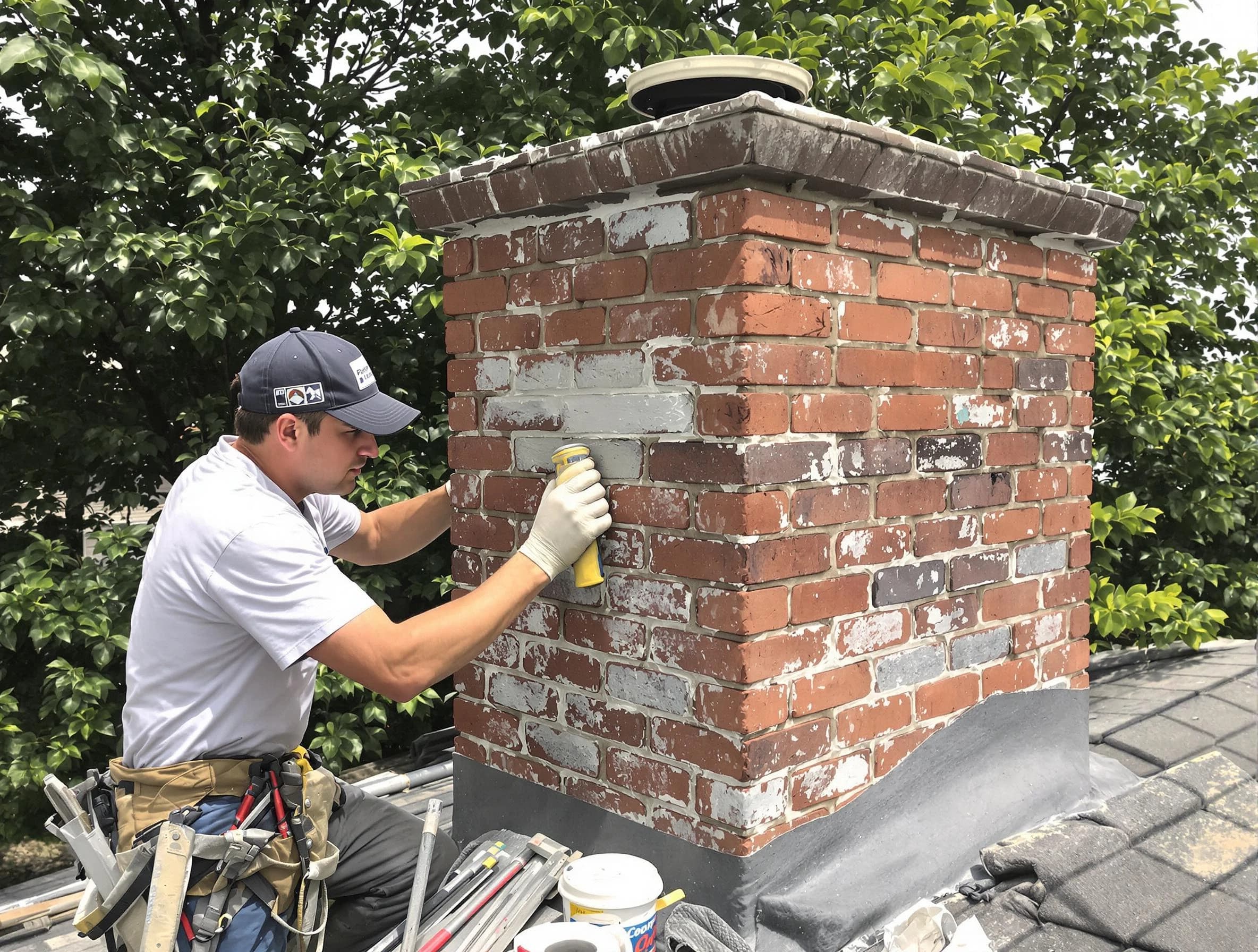 Bernards Chimney Sweep restoring an aging chimney in Bernards, NJ