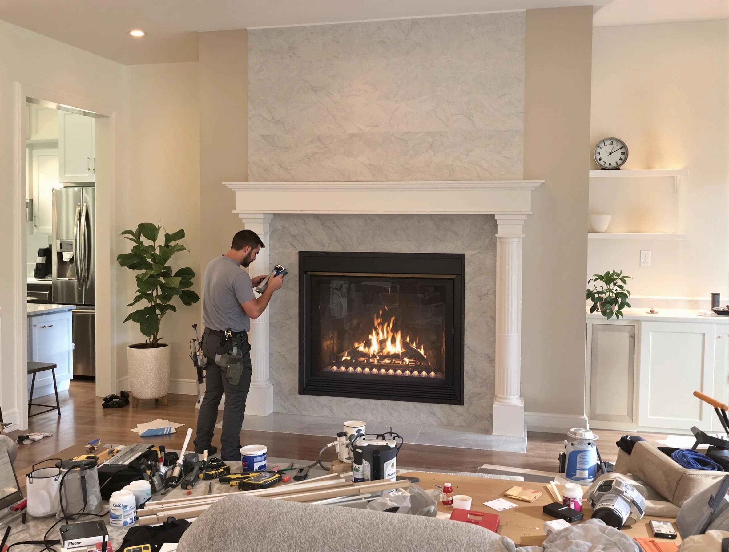 Newly installed fireplace by Bernards Chimney Sweep in Bernards, NJ