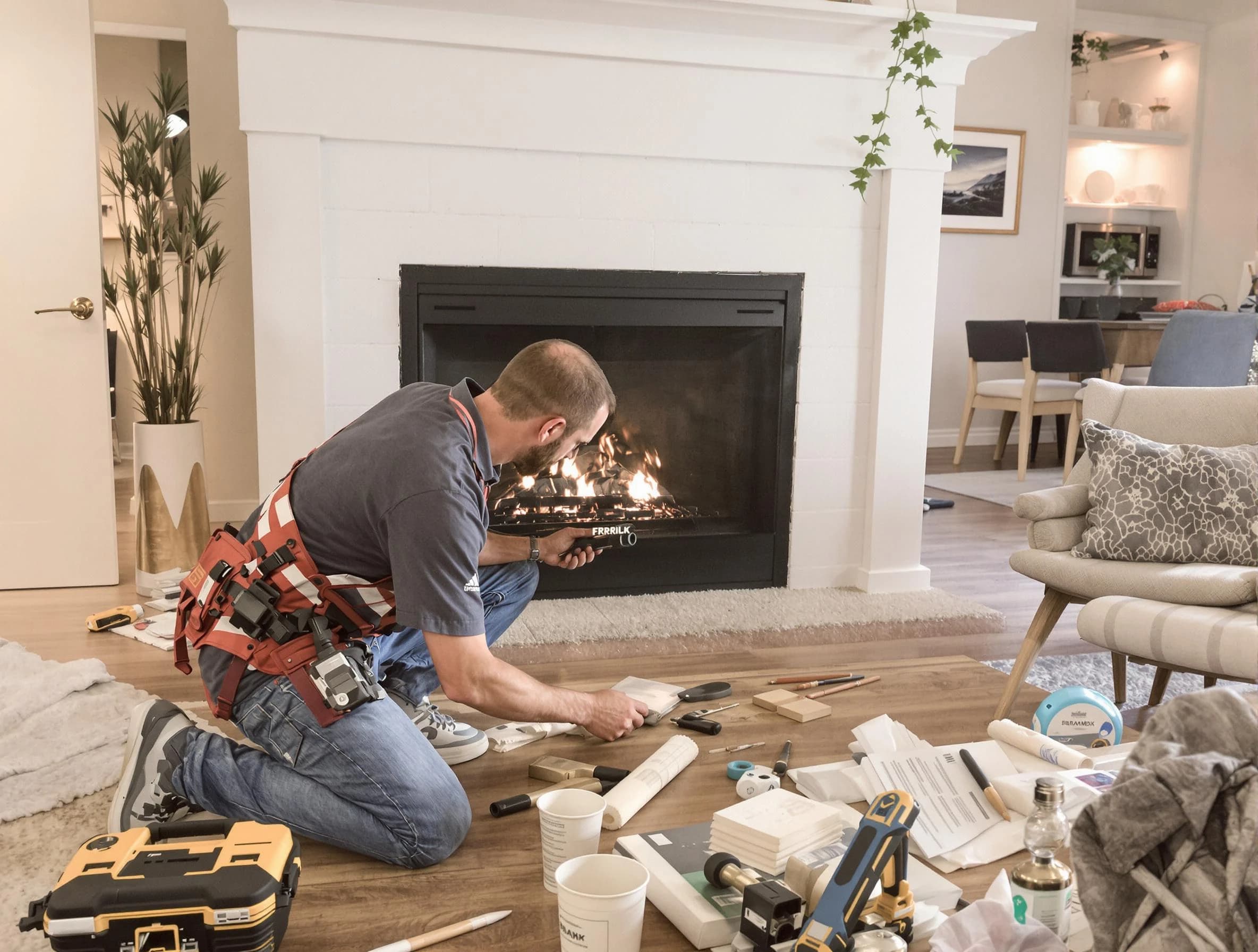 Bernards Chimney Sweep performing fireplace repair in Bernards, NJ