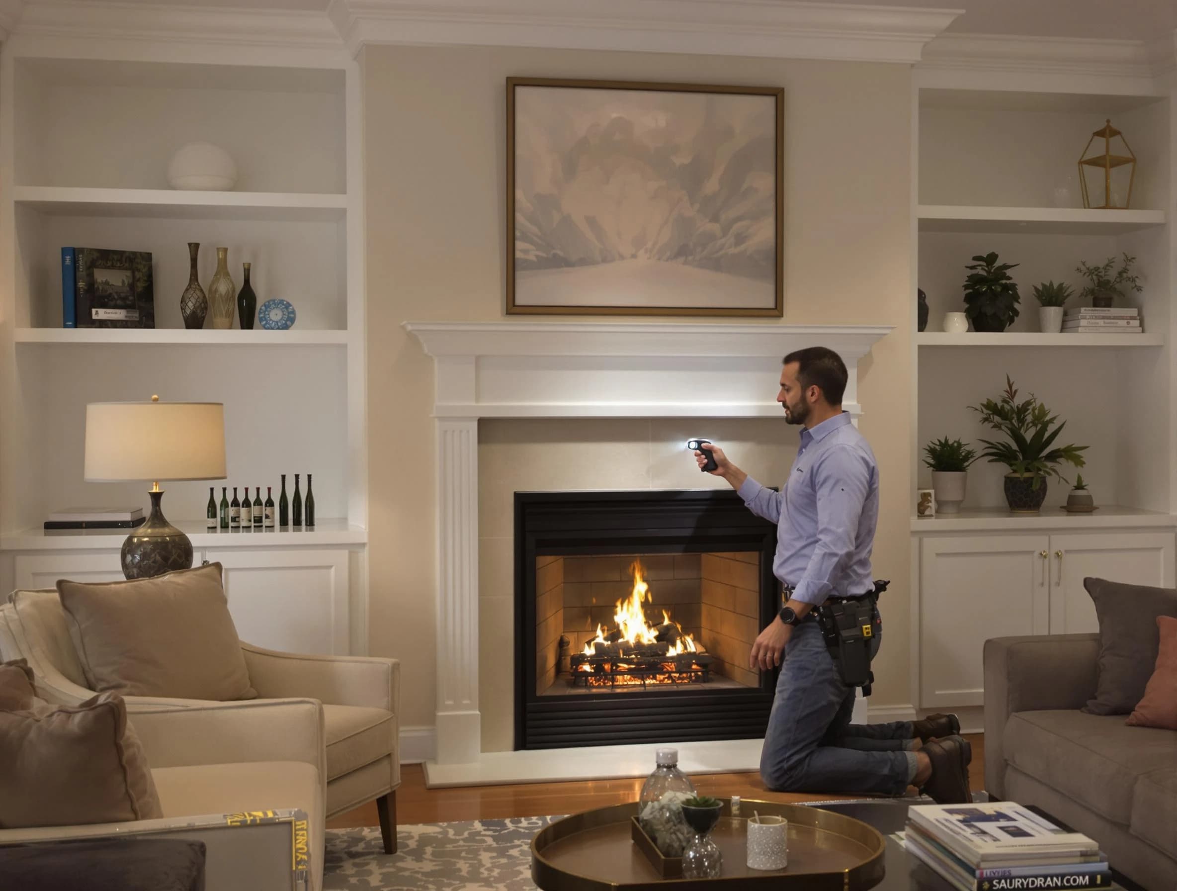 Bernards Chimney Sweep conducting a fireplace safety inspection in Bernards, NJ