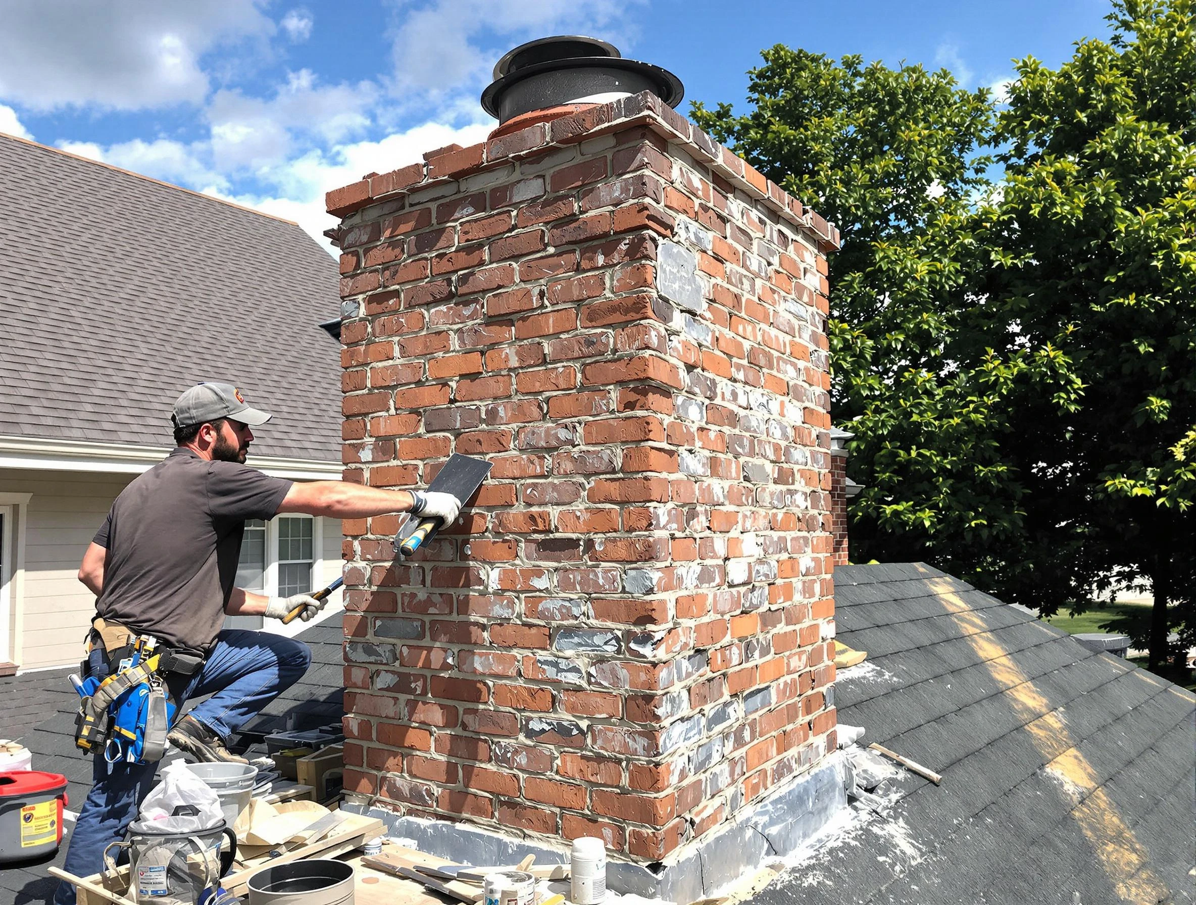 Completed chimney rebuild by Bernards Chimney Sweep in Bernards, NJ