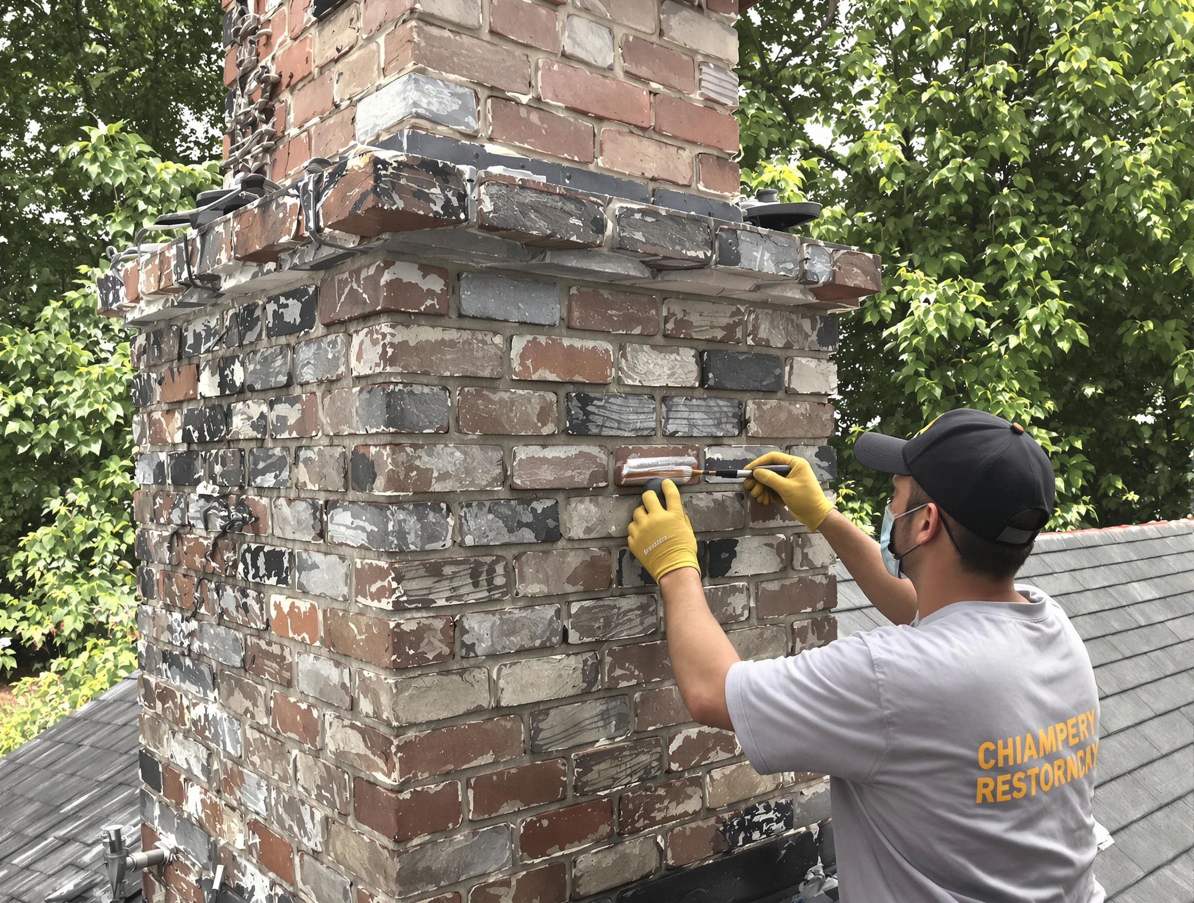 In-progress chimney restoration by Bernards Chimney Sweep in Bernards, NJ