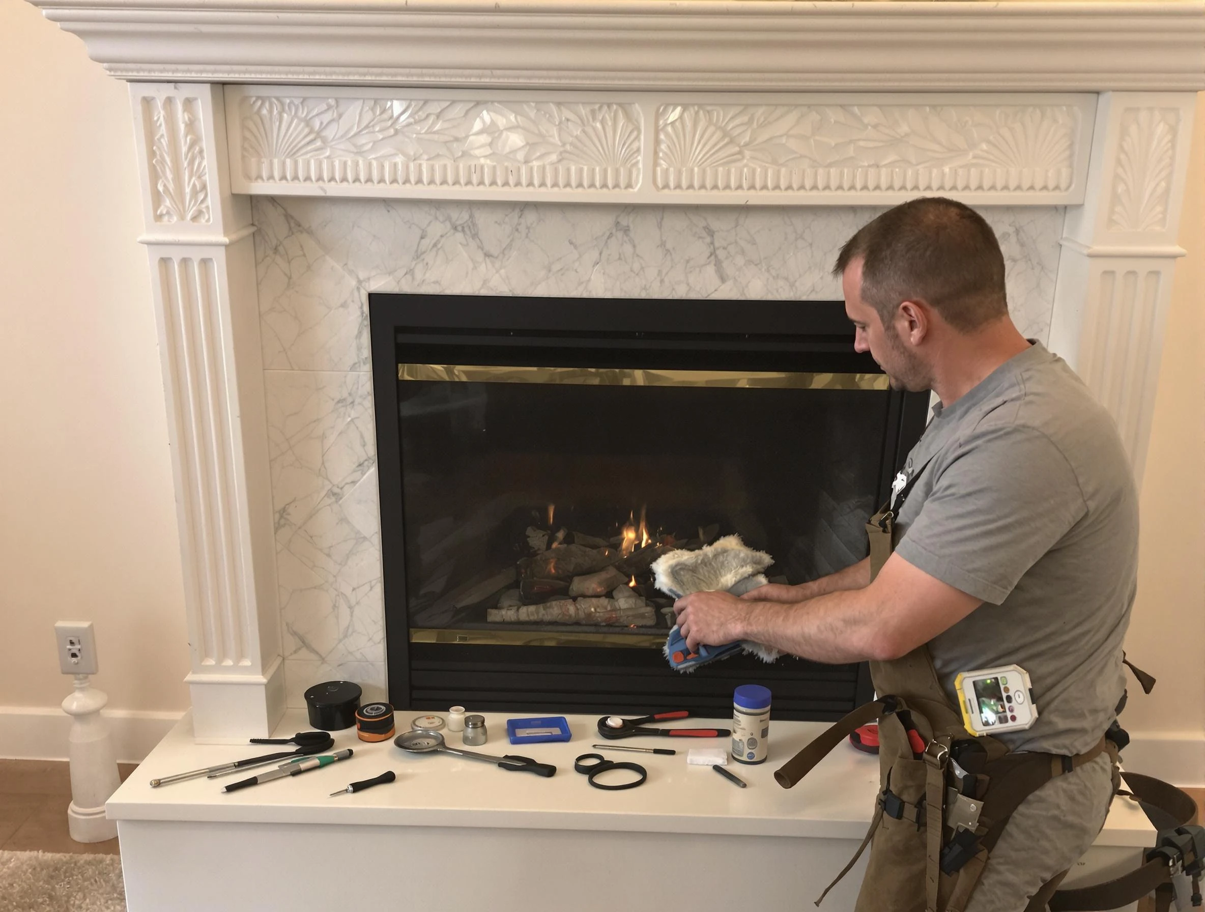 Bernards Chimney Sweep performing fireplace maintenance in Bernards, NJ